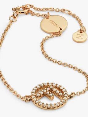 Fendi Rose Gold Pavé FF-Logo Bracelet